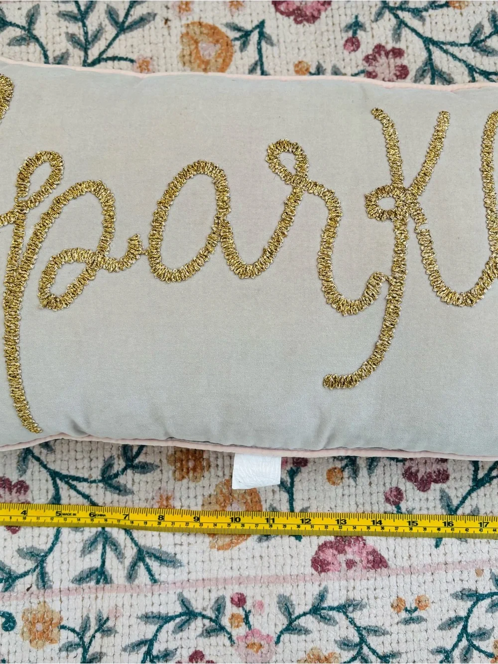 Sparkle Gold “Sparkle” Velvet Lumbar Throw Pillow 12” x 20” Blush Pink